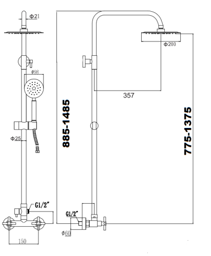 Душевая стойка Fmark FS8435 настенная цвет сатин - фото 3