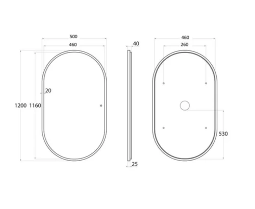 Зеркало в ванную Art&Max BARI AM-Bar-500-1200-DS-F 50х120 цвет графит матовый - фото 3