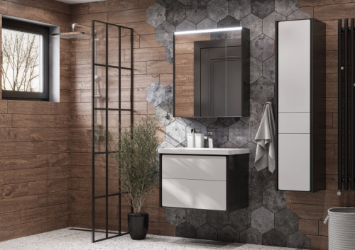 Шкаф-пенал Roca Ronda ZRU9302966 32х33х139 подвесной цвет антрацит/белый глянцевый - фото 3