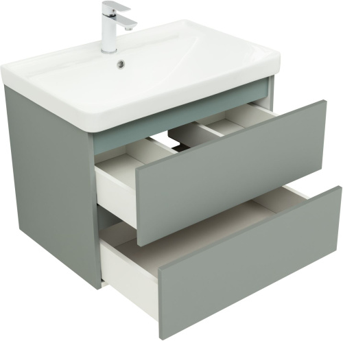 Тумба под раковину Aquanet Вега 2.0 00337960 69х46х50 подвесная цвет зеленый/серый - фото 2