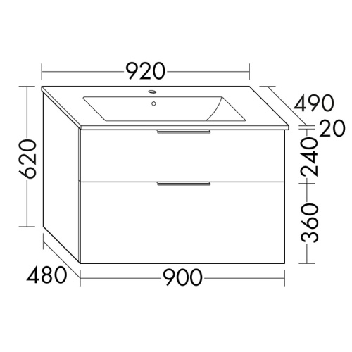 Тумба с раковиной Burgbad Eqio SHBT092F2010G0252C0001*1 90х49х62 цвет серый - фото 2