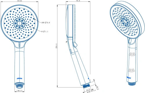 Душевая лейка Arrow AG3908MB округлая - фото 2