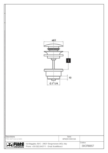 Донный клапан Fiore Shower 30OO8857 цвет золото - фото 2