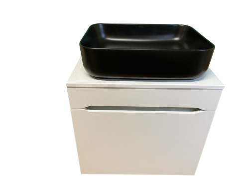 Тумба с раковиной Sintesi STL.W7013_SIN-LVB-APP-409BM 60х55х50 подвесная цвет белый/черный - фото 4