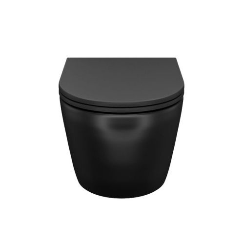 Унитаз подвесной IDDIS Blanco BLAR3BMi25 черный с сиденьем микролифт безободковый каскадный смыв - фото 3