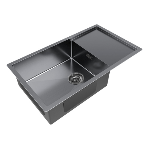 Кухонная мойка Paulmark GERBERG 78F UNI PM217844-GM 47х39 цвет вороненая сталь - фото 2