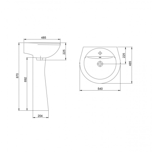 Раковина из сантехнического фарфора Santeri Соната голубой 131112S0611B0 49х54 подвесная цвет голубой - фото 3