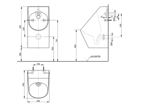 Писсуар TOTO UWN926EBS#XW подвесной - фото 3