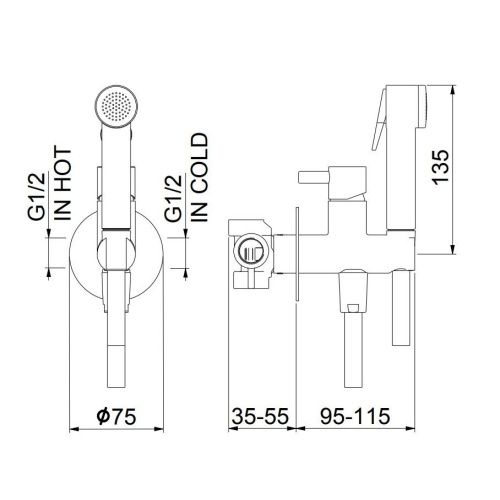 Гигиенический душ со смесителем Webert Elio EL870303015PVC хром - фото 3