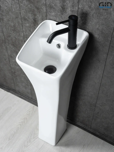 Раковина керамическая Gid Autonomo 81101 30х33 напольная цвет белый 1 отверстие под смеситель - фото 2