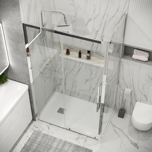 Душевая перегородка Grossman Cosmo 200.K33.02.90.10.00 90х195 стекло прозрачное профиль хром глянцевый - фото 5