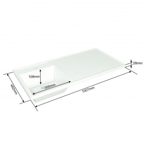 Раковина из искусственного камня СанТа Лидер 900106N 100х50 над стиральной машиной цвет белый - фото 3