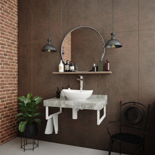 Столешница Teymi Helmi T150208 80х50 подвесная цвет серый - фото 4