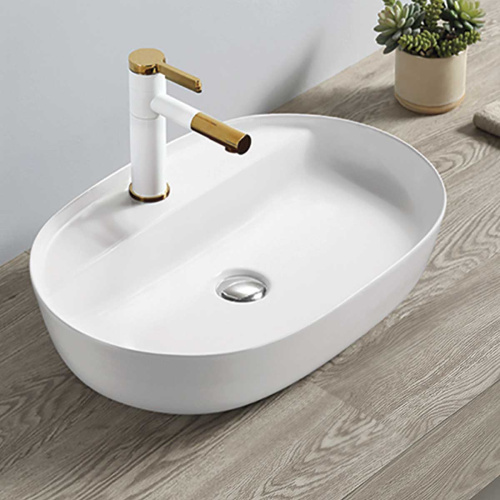 Раковина из сантехнического фарфора Vincea VBS-122 60х40 накладная цвет белый 1 отверстие под смеситель