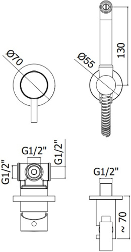 Гигиенический душ со смесителемPaffoni KITDUP110ST встраиваемый в стену сталь - фото 2