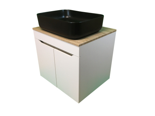 Тумба с раковиной Sintesi STL.W7024_SIN-LVB-APP-409BM 60х55х50 подвесная цвет белый/коричневый/черный матовый - фото 2