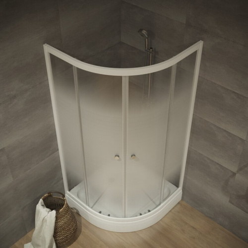 Душевой уголок Тритон Лайт Щ0000061807 90х90 стекло прозрачное с узором профиль белый с поддоном - фото 4