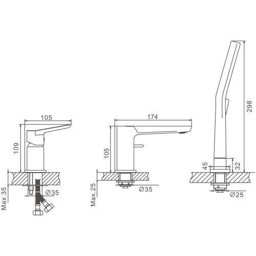 Смеситель BELZ B66715-7 на борт ванны черный - фото 2