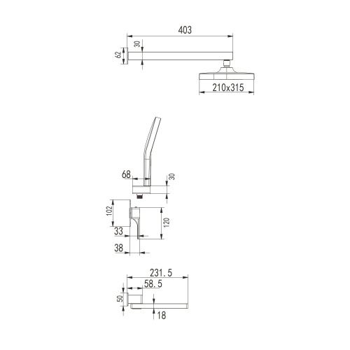 Душевая система Rose R1035T встраиваемая в стену цвет пепельный - фото 3