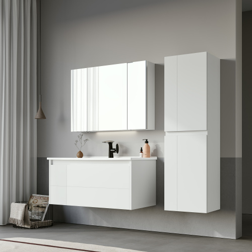 Шкаф-пенал Orka Likya 3001083 40х32х138 подвесной цвет белый матовый - фото 2