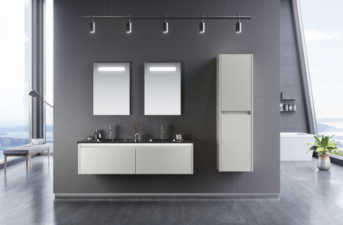 Шкаф-пенал Orka Lisbon 3001156 40х30х138 подвесной цвет серый матовый - фото 2