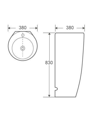 Раковина из санфаянса WeltWasser WW SK 38 см 10000005489 напольная цвет белый глянцевый 1 отверстие под смеситель - фото 2
