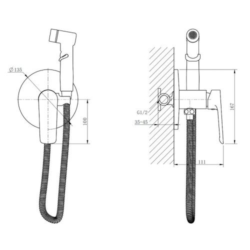 Гигиенический душ со смесителем Esko Lagos Black SMHLGB черный - фото 3