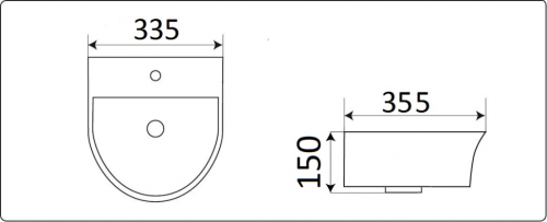 Раковина из санфаянса CeramaLux 78370 34х36 подвесная цвет белый 1 отверстие под смеситель - фото 4