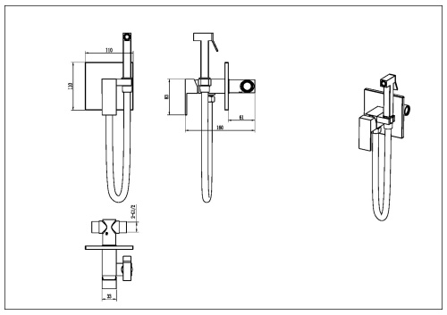 Гигиенический душ со смесителем Boheme Qubic 477-CB медь брашированная - фото 2
