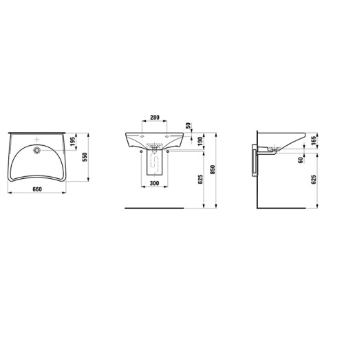 Раковина керамическая Laufen Pro 66 см 8.1060.3.000.000.1 подвесная цвет белый без отверстий под смеситель - фото 2