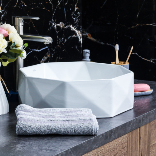 Раковина из сантехнического фарфора Melana 78347-805 42х42 накладная цвет белый без отверстий под смеситель - фото 5