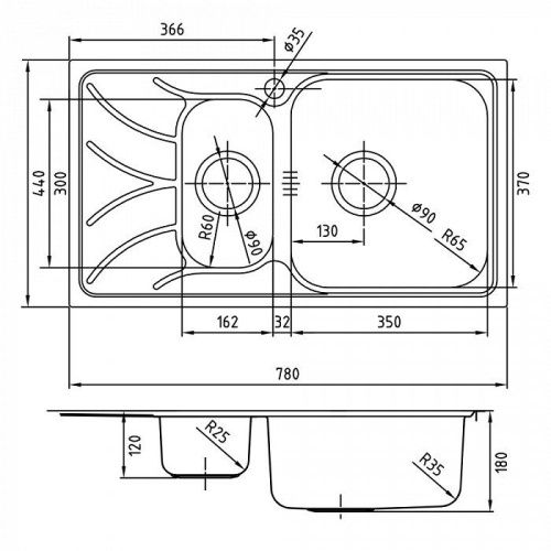 Кухонная мойка IDDIS Arro ARR78SZi77 78х44 цвет хром поверхность глянцевая - фото 2