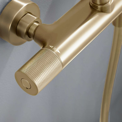 Душевая стойка Vincea Desire VSFS-1D0TBG настенная цвет брашированное золото с термостатом - фото 4