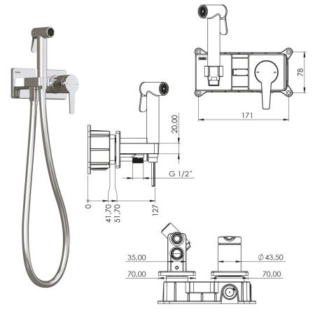 Гигиенический душ Teska LIVA TERA T5438 хром