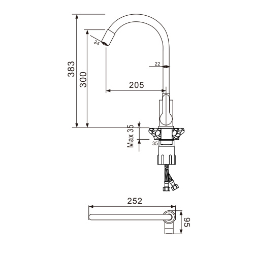 Смеситель для кухни WesnaArt Eko EKO05-140 на мойку сатин - фото 2