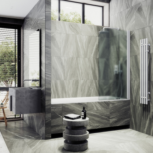 Душевая шторка на ванну Maybah Glass MGV-610-1 50х140 стекло тонированное профиль белый ориентация универсальная - фото 3