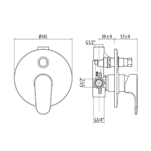 Смеситель Gattoni H2Omix1000 1034/10C0cr встраиваемый в стену хром - фото 2