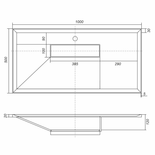 Раковина из искусственного камня Uperwood Lotus Quartz 29192035 100х50 полувстраиваемая цвет серый - фото 2