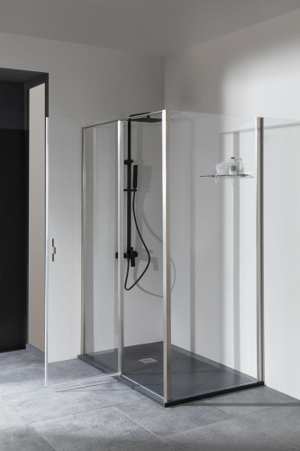 Боковая стенка Allen Brau Priority 3.31044.BA 90х200 стекло прозрачное профиль серебро брашированное - фото 3