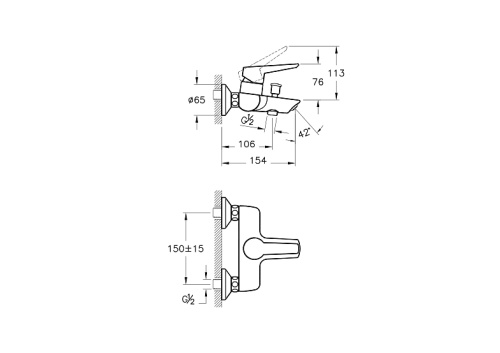 Смеситель Vitra Solid S A42444EXP настенный хром - фото 2