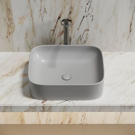 Раковина из сантехнического фарфора Ceramica Nova ELEMENT CN6052MSG 50х40 накладная цвет серый без отверстий под смеситель
