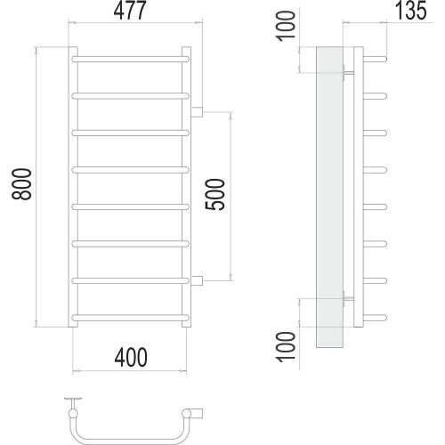 Полотенцесушитель Terminus 4670078530356 48х80 водяной хром - фото 3