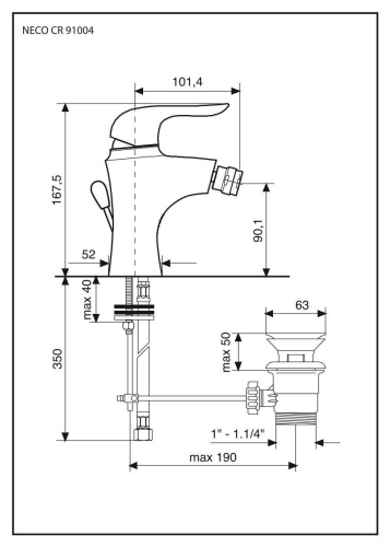 Смеситель Emmevi Neco 91004/CR на биде хром - фото 2