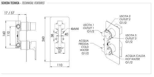 Смеситель для душа Remer Energy EY93 встраиваемый в стену хром - фото 2