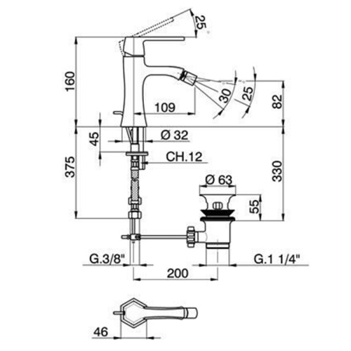 Смеситель Cisal Cherie CE00055024 на биде золото - фото 2