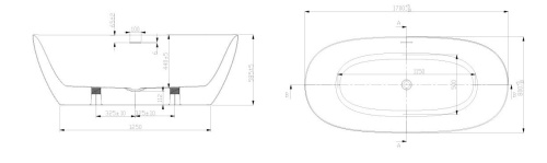 Ванна акриловая Art&Max Genova AM-GEN-1700-800 отдельностоящая овальная - фото 3