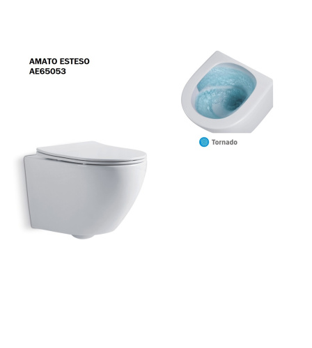 Унитаз подвесной Taliente Amato Esteso T3 AE65053 белый с сиденьем микролифт безободковый смыв торнадо - фото 4