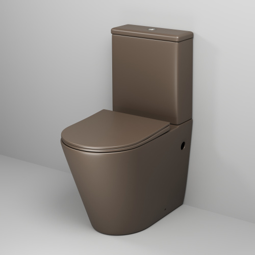 Унитаз напольный с бачком Grossman Color GR-4480BRMS коричневый матовый с сиденьем безободковый каскадный смыв - фото 2