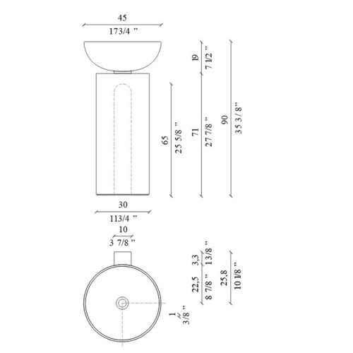 Раковина керамическая Milldue SABA 45 см 5831.CM03 напольная цвет бежевый без отверстий под смеситель - фото 2