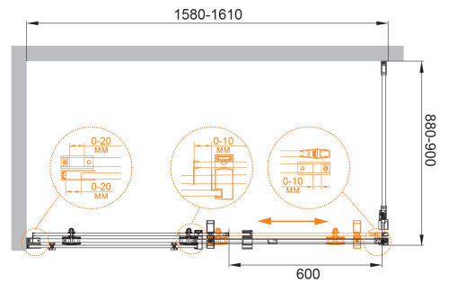 Душевой уголок Cezares STYLUS-M STYLUS-O-M-AH-1-160/90-C-Cr 160х90 стекло прозрачное профиль хром глянцевый без поддона - фото 4